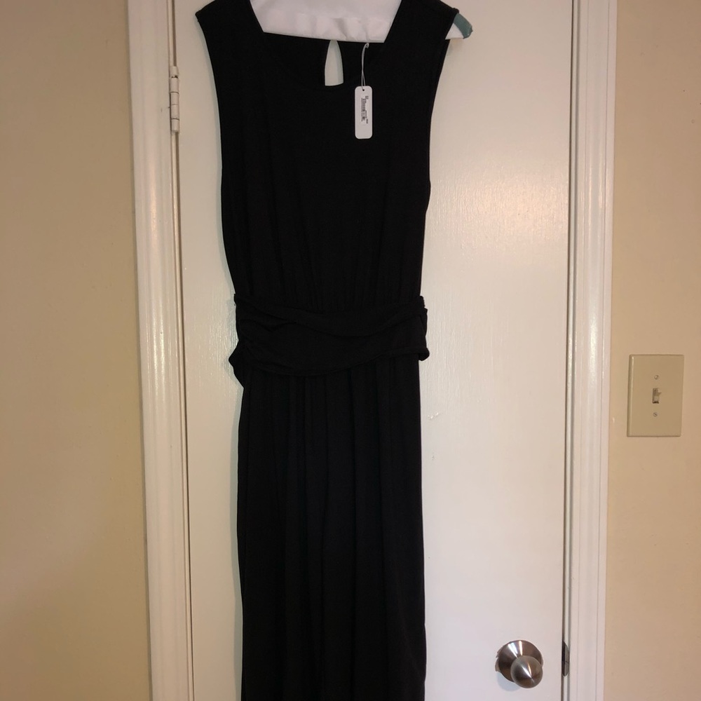As U Wish Black Cotton Capri Romper NWT Sz L